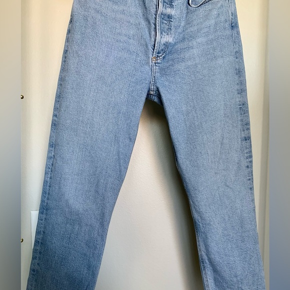 Agolde Riley High Rise Straight Leg Light Wash Jeans - Picture 6 of 11